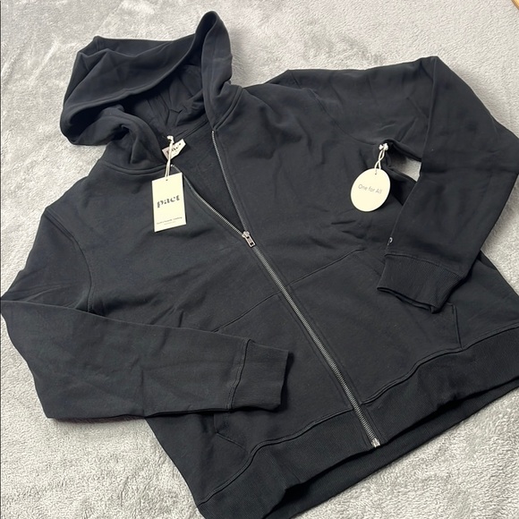 NEW M Pact 100% Organic Cotton Unisex Women's Black One For All Full‎ Zip Hoodie - Picture 1 of 11